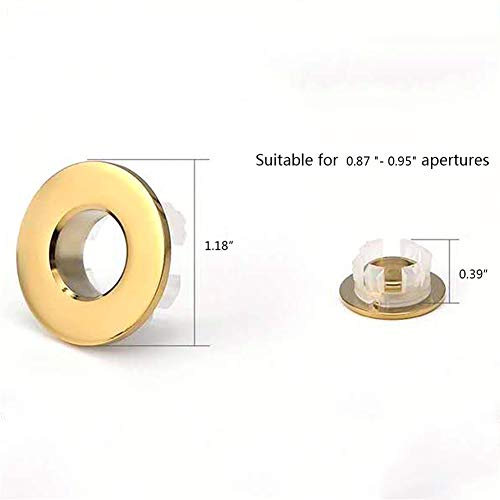 Sink Basin Trim Overflow Cover Brass Insert in Hole Round Caps Gold - color: Gold 1 Pc