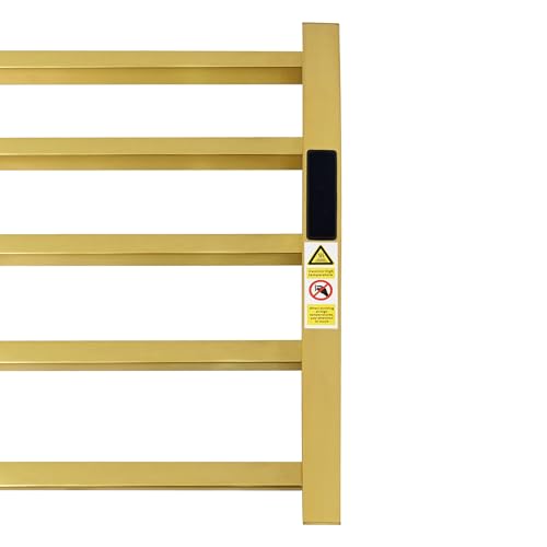 Luxury Heated Towel Rack Wall Mounted Towel Warmers, 5 Bars Towel Warmer Rack for Bathroom with Timer & Temperature Multi-Level Adjustable, Hardwired and Plug-in Compatible (Brushed Gold)
