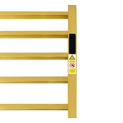 Luxury Heated Towel Rack Wall Mounted Towel Warmers, 5 Bars Towel Warmer Rack for Bathroom with Timer & Temperature Multi-Level Adjustable, Hardwired and Plug-in Compatible (Brushed Gold)