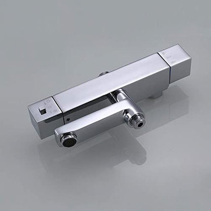 Thermostatic Rainfall Shower System, Brass Wall Mounted Shower Set with Shower Head Square Overhead Mixer Tap, Modern Shower Mixer Set for Bathroom