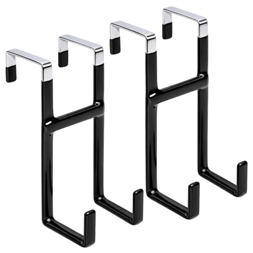 Dntorx Over The Door Hooks 2 Pack, White Door Hanger, Metal Over Door Hook | Waterproof And Rustproof, Aluminum Alloy, Scratch-Free Silicone Pads, Noise-Reducing, No Drilling, Fits 0.7–1.4 In Doors - color: Black