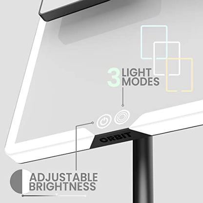Orbit LED Vanity Mirror with Lights, 7X/1X Magnification, Dimmable & USB-C Rechargeable Tabletop Mirror - Phantom Black - color: Phantom Black