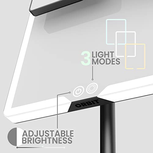 Orbit LED Vanity Mirror with Lights, 7X/1X Magnification, Dimmable & USB-C Rechargeable Tabletop Mirror - Phantom Black - color: Phantom Black