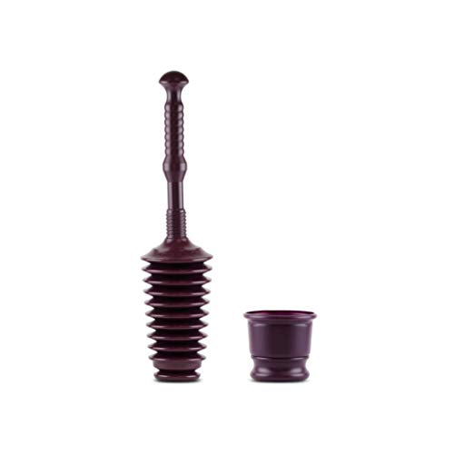 Master Plunger MP500-B Heavy Duty Bathroom Toilet Plunger Kit with Short Bucket. All Purpose Plunger Equipped with Air Release Valve, Plum - color: Black