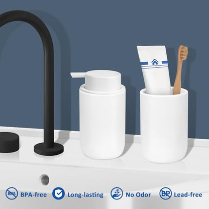 Soap Foaming Dispenser Ceramic with Easy-to-Press Pump Hand Foam Dispenser for Shampoo Bathroom Countertop 13.5 oz - color: Foam-white