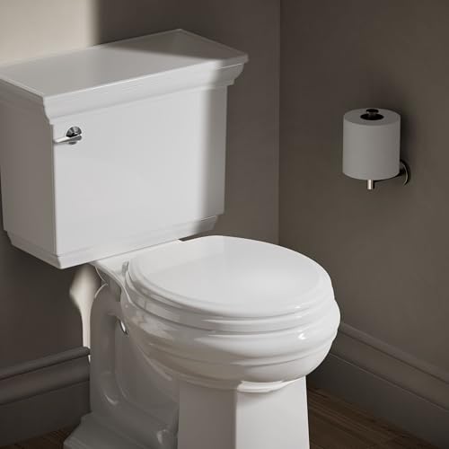 KOHLER 20455-0 Ridgewood Round Soft Close Toilet Seat, Quiet Close, Wood Toilet Seat, Home Essentials, White - color: White