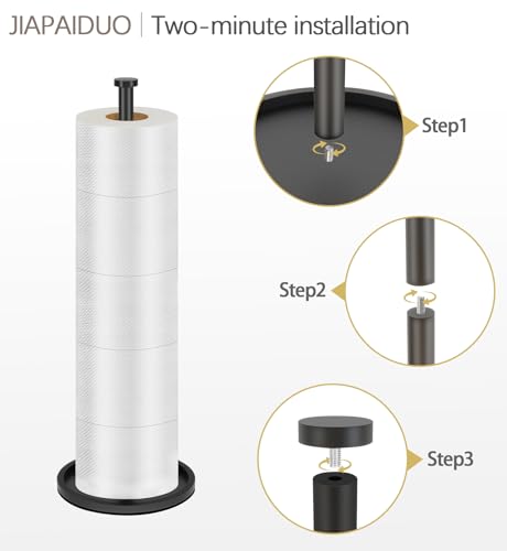 Toilet Paper Holder Stand with Reserve Function, Black Toilet Roll Holder Free Standing, Toilets Paper Storage Stand for 5 Rolls of Toilets Papers，Modern Design - color: Black