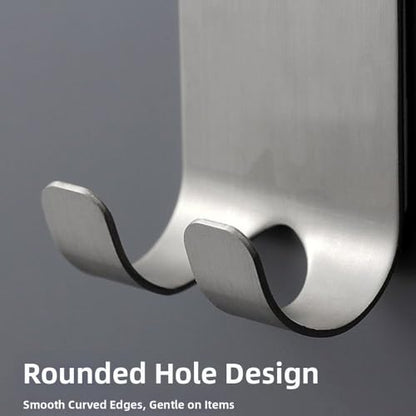Self Adhesive Razor Holder Hanger with Double Hook Stainless Steel Shower Hook for Razor 2 Pack(Silver) - color: Silver
