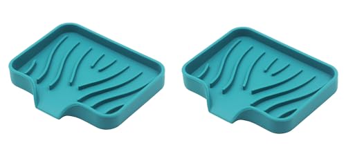 2 Pack Silicone Soap Dish, Self Draining Bar Soap Holder, Sponge Holder, for Shower,Bathroom,Kitchen Sink Organizer (Green) - color: 2 Pack Green Silicone Soap Dish