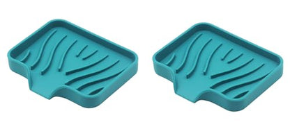 2 Pack Silicone Soap Dish, Self Draining Bar Soap Holder, Sponge Holder, for Shower,Bathroom,Kitchen Sink Organizer (Green) - color: 2 Pack Green Silicone Soap Dish