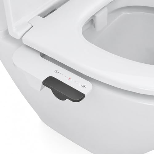 Bidet Attachment for Toilet Seat Dual Nozzle Rear & Feminine Wash, Self Cleaning Sprayer, Non Electric Cold Water Bidet with Adjustable Pressure Jet Spray Stainless Steel Inlet - color: Gunmetal Knob