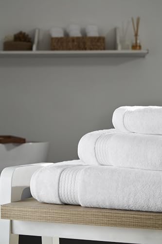 Ozdilek 6-Piece Bath Towel Set, 2 Bath, 2 Hand, 2 Wash, 100% Cotton Turkish Towels, 2 Bath Towels (30x60/550 GSM), 2 Hand Towels (16x30/575 GSM), 2 Washcloths (13x13/600 GSM) (Bright White) - color: White