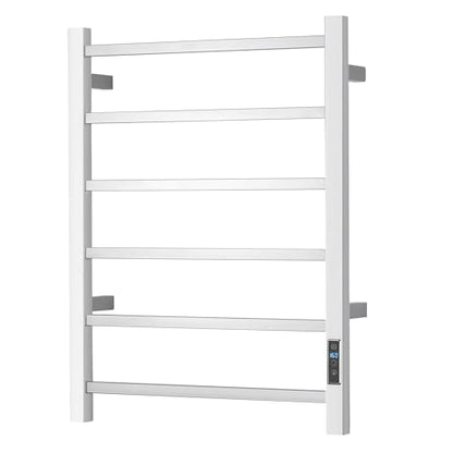 Electric Heated Towel Warmer - Wall Mounted Bathroom Towel Rack, Plug-in Design & Stainless Steel Brushed with Timer & Temperature Control 6 Bar - color: Square Brushed With Timer, size: 6 Bar