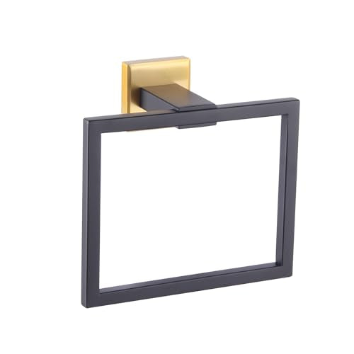 GERZWY Bathroom Hardware Hand Towel Holder SUS 304 Stainless Steel Towel Ring for Bath Kitchen Garage Heavy Duty Wall Mounted (Black & Gold) JG1906-BD - color: Black & Gold