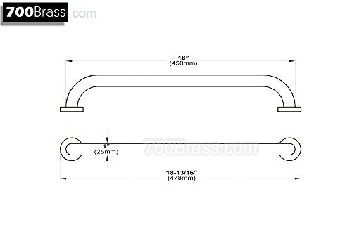 18-Inch Grab Bar Featuring Anti-Slip Handrail, Solid Brass, Oil Rubbed Bronze, Heavy-Duty Construction Armrest, Bathroom Bathtube Shower Safety Rail - color: Xn, size: 18 Inch (Pack of 1)
