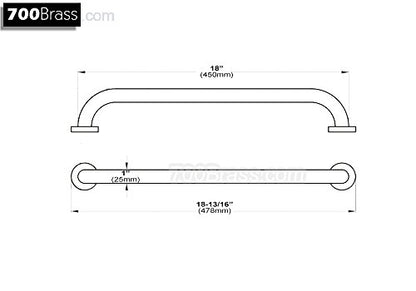 18-Inch Grab Bar Featuring Anti-Slip Handrail, Solid Brass, Oil Rubbed Bronze, Heavy-Duty Construction Armrest, Bathroom Bathtube Shower Safety Rail - color: Xn, size: 18 Inch (Pack of 1)