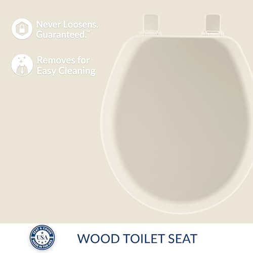 Mayfair Cameron Biscuit Toilet Seat, Non Slip Heavy Duty Wood, Easy Clean, Made in USA, Round (Pack of 2) - color: Biscuit, size: Round (Pack of 2)