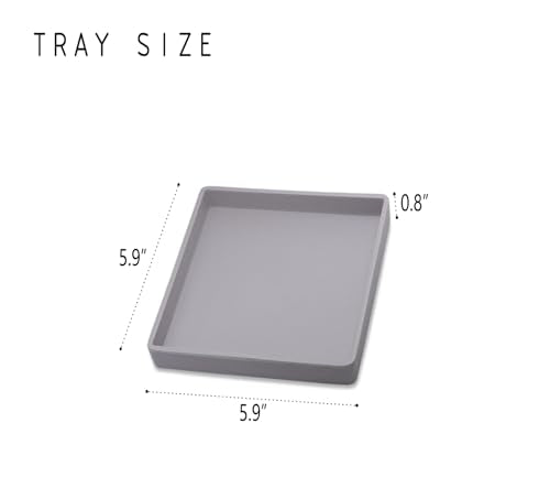 Small Mini Square Tray (5.9 inch) 3 Pack, Hard Plastic Gray Tray | 5.9"x5.9"x0.8" Tiny, Sturdy, Solid Tray, Lightweight for Coffee, Desserts, Drinks, Party, Seasoning, Perfume and Display. - color: Gray - 3 Tray, size: 5.9" x 5.9" x 0.8"