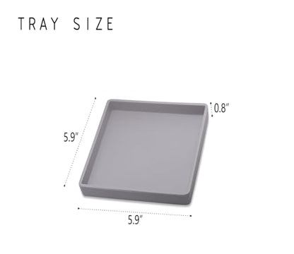 Small Mini Square Tray (5.9 inch) 3 Pack, Hard Plastic Gray Tray | 5.9"x5.9"x0.8" Tiny, Sturdy, Solid Tray, Lightweight for Coffee, Desserts, Drinks, Party, Seasoning, Perfume and Display. - color: Gray - 3 Tray, size: 5.9" x 5.9" x 0.8"