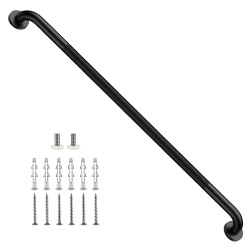 42 Inch Matte Black Shower Grab Bar w/Anti Slip Knurled Grip, ZUEXT Stainless Steel Bath Grab Bar,Bathroom Balance Bar, Wall Mount Safety Handrail Support, Handicap Injury Elderly Senior Assist Handle - color: Black, size: 42 Inch