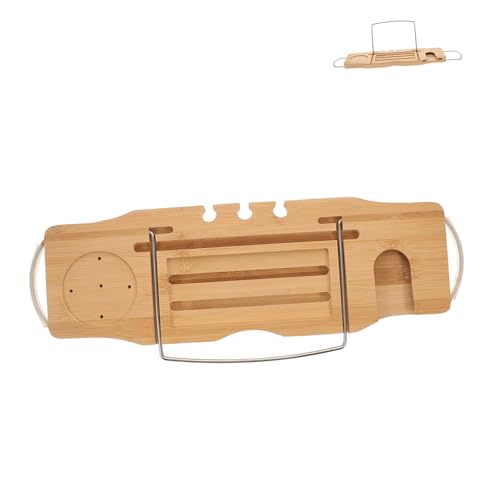 Expandable Bamboo Bathtub Shelf Bath Tray for Tubs Storage Organization