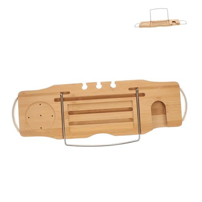 Expandable Bamboo Bathtub Shelf Bath Tray for Tubs Storage Organization