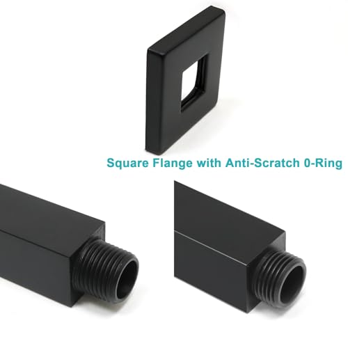 Enga Brass 6-Inch Straight Shower Arm with Flange, Matte Black - color: Matte Black, style: 6 Inch