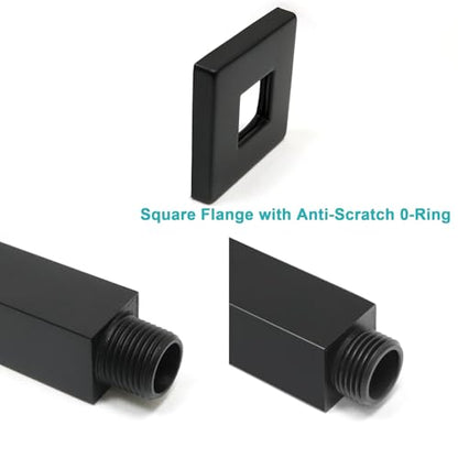 Enga Brass 6-Inch Straight Shower Arm with Flange, Matte Black - color: Matte Black, style: 6 Inch