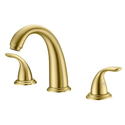 SUMERAIN 3 Hole Roman Tub Faucet Brushed Gold | with Brass Rough in Valve, High Flow, 2 Handle, Classic Style - color: Brushed Gold, size: 4-29/32" spout reach