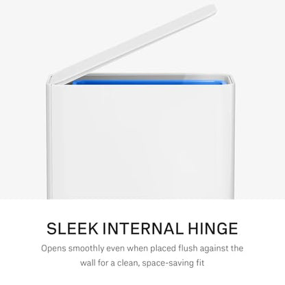 simplehuman Slim Step Can, 9L / 2.4 Gallon Primary Bathroom Trash Can, Liner Pocket®, Sleek Internal Hinge, 150,000-Step All-Steel Pedal, Lid Shox® Silent Close, White Steel - color: White, size: 9L