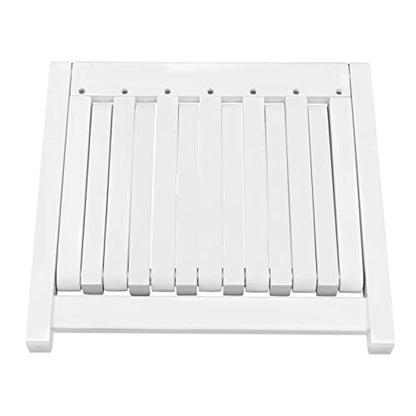 Folding Shower Bench Seat Wall Mounted Solid Wood Stool Chair Towel Bracket, Compliant Folding Teak Wood Shower Bench Seat, Matte Black Frame, Clear Coated for Extra Protection