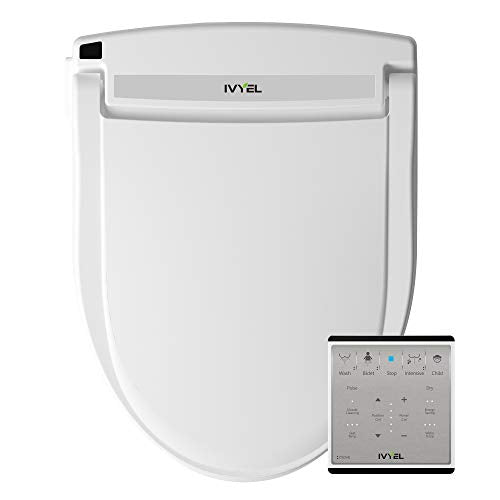 J-2R Smart Electric Bidet for Toilet Seat,Fits Round toilet,Warm water,Heated bidet toilet seat,Remote Control,Heated Dryer, hild Function,Stainless Steel Self-Cleaning Nozzle,LED Night Light - size: Round w/Remote