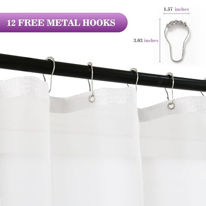 YI & ZE Purple Waffle Weave Shower Curtain with Snap-in Liner, 72W x 72L | Slub Textured Heavy Fabric, Waterproof & Washable, Equipped with 12 Metal Hooks - color: Waffle Purple, size: 72"W x 72"L (Pack of 1)