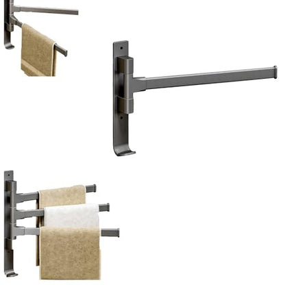 180° Swivel Towel Rack, Thicken 1-4 Arm Towel Bar, No Drill Towel Rack, Space Saving Wall Mounted Towel Holder with Hook, Swing Out Towel Hanger for Bathroom Kitchen Use (1 Arm) - color: 1 Arm