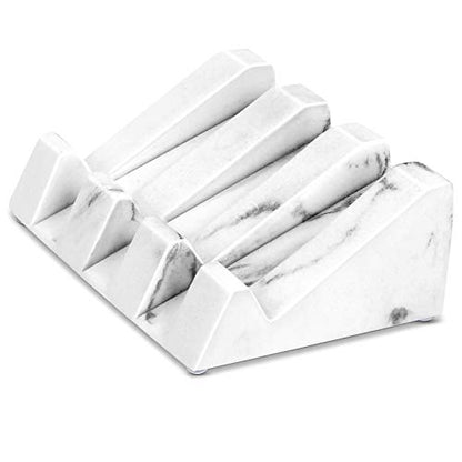 White Marble Soap Dish for Bathroom Sink,Self Draining Bar Soap Holder for Shower