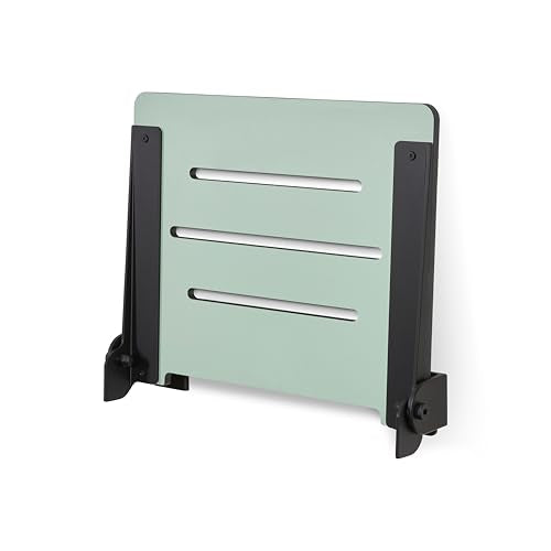18 inch Silhouette Slimline Folding Wall Mount Shower Bench Seat, Sea Green Seat with Matte Black Frame - color: Sea Green Seat With Matte Black Frame