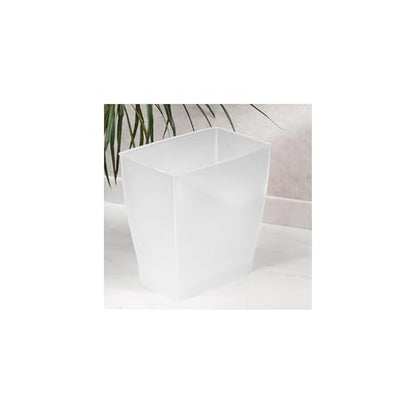 iDesign Small Plastic Bathroom Trash Can, Slim Rectangle, 2-Pack, Frost | Bedroom, Office, Dorm