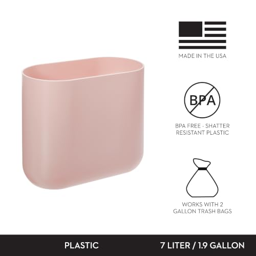 iDesign Small Slim Plastic Bathroom Trash Can, 2-Pack, Pink | Bedroom, Office, Desk, Dorm - color: Pink, style: Pack of 2