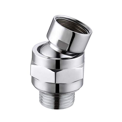 KES Shower Head Swivel Adapter, Angle Adjustable, Solid Brass, Chrome | Swivel Ball Joint, 23° Adjustable Angle, High Flow 7.8 GPM, Fits Standard G 1/2 Shower Arms, Includes Teflon Tape, Brass - color: Chrome