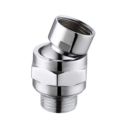 KES Shower Head Swivel Adapter, Angle Adjustable, Solid Brass, Chrome | Swivel Ball Joint, 23° Adjustable Angle, High Flow 7.8 GPM, Fits Standard G 1/2 Shower Arms, Includes Teflon Tape, Brass - color: Chrome