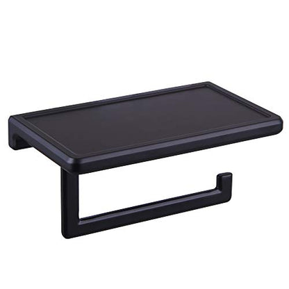 Toilet Paper Holder for Bathroom Solid ZINC Alloy Material and Superior Hotel Style Tissue Roll Holder with Cell Phone Storage Black D500091B - color: Black
