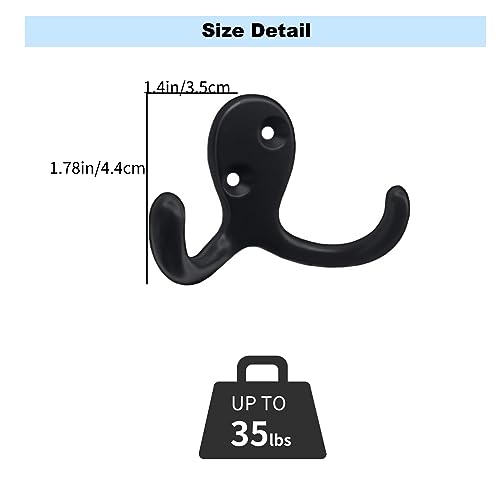 Kruodop 10 Pack Wall Hooks Wall Mounted Coat Hooks for Hanging Heavy Duty, Black Towel Hooks, Metal Double Coat Hanger with Screws Cup Retro for Coats, Handbags, Towels, Hat - color: black10pcs