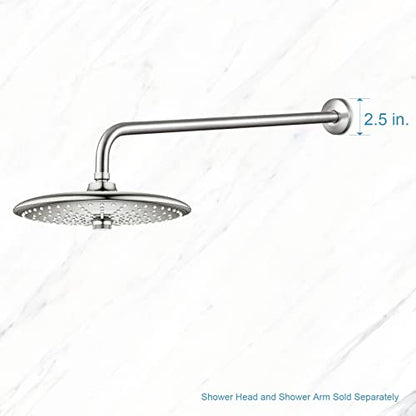 OFFO Shower Arm with Flange, 24 in Brushed Nickel Wall Mount Replacement Angle Shower Head Arm Wall-Mounted For Fixed Shower Head & Handheld Showerhead - color: Brushed Nickel, style: 24 in