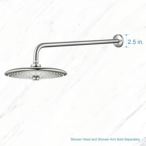 OFFO Shower Arm with Flange, 24 in Brushed Nickel Wall Mount Replacement Angle Shower Head Arm Wall-Mounted For Fixed Shower Head & Handheld Showerhead - color: Brushed Nickel, style: 24 in