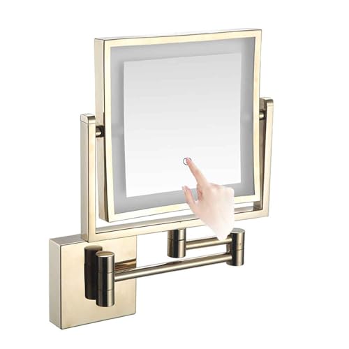 Wall Mounted Makeup Mirror with 3 Color Dimmable LED Lights 1X/3x Magnifying Mirror with Touch Dimming for Bathroom Bedroom 12" Extendable Arm Zirconium, USB - color: Zirconium, size: USB