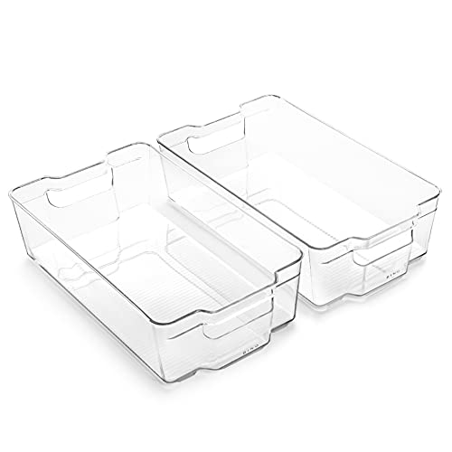 BINO | Stackable Storage Bins, X-Large - 2 Pack | THE STACKER COLLECTION | Clear Plastic | Built-In Handle | BPA-Free | Containers for Organizing Kitchen Pantry | Multi-Use Organizer - size: X-Large