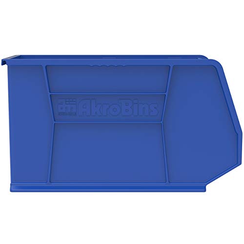 Akro-Mils 30265 AkroBins Plastic Storage Bins, 18"x8.25"x9", Blue, 6-Pack | Space-Saving Stackable Bins for Garage, Pantry, Craft Organization - color: Blue