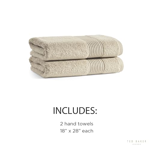 Ted Baker 2-Pack Hand Towel Set Cotton Highly Absorbent 18 x 28 Tan Beige - color: Tan, size: Hand Towel Set - 2 Piece