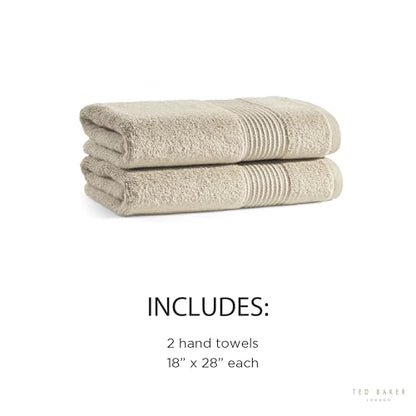 Ted Baker 2-Pack Hand Towel Set Cotton Highly Absorbent 18 x 28 Tan Beige - color: Tan, size: Hand Towel Set - 2 Piece