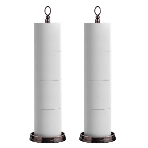 ROLABAM Toilet Paper Holder Stand, Free Standing Toilet Paper Storage for Bathroom, Weighted Base with Reserve for 4 Roll (2 Pack, Oil Rubbed Bronze) - color: Oil Rubbed Bronze-2pcs